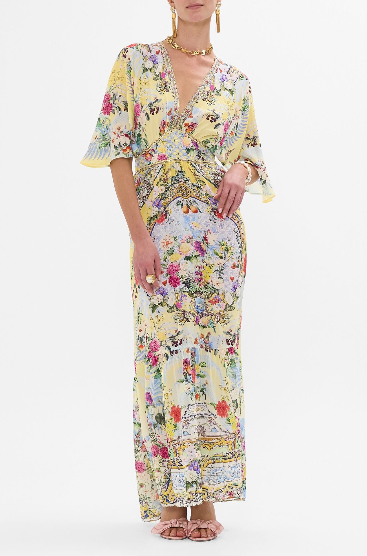 Camilla - Flor Fantastica Waisted Dress with Hem Ruffle