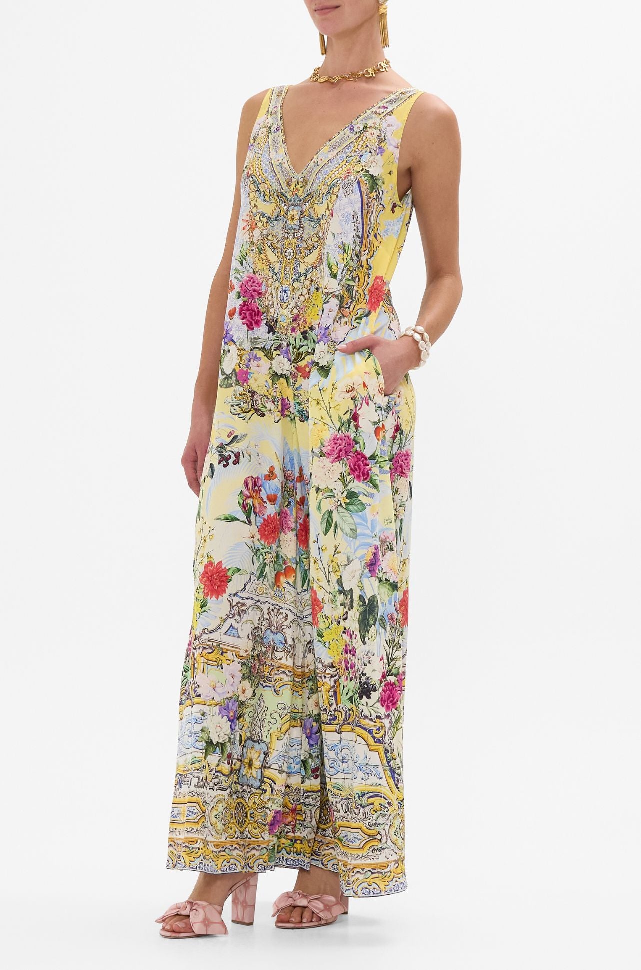 Camilla - Flor Fantastica V Neck Flared Jumpsuit