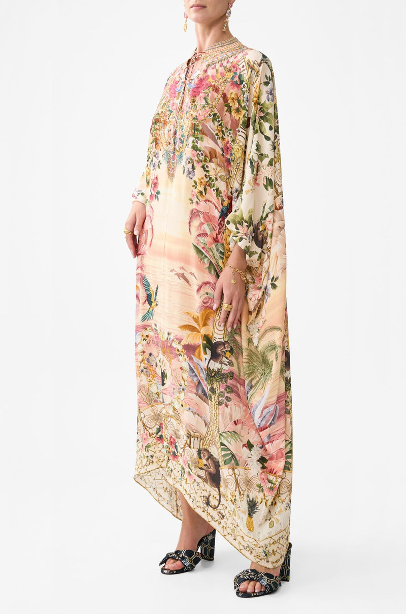 Camilla - Welcome To The White Lotus Neck Tie Maxi Kaftan