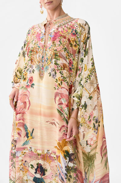 Camilla - Welcome To The White Lotus Neck Tie Maxi Kaftan