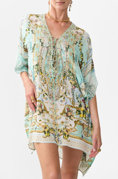 Camilla - Venus On A Vespa Short Lace Up Kaftan