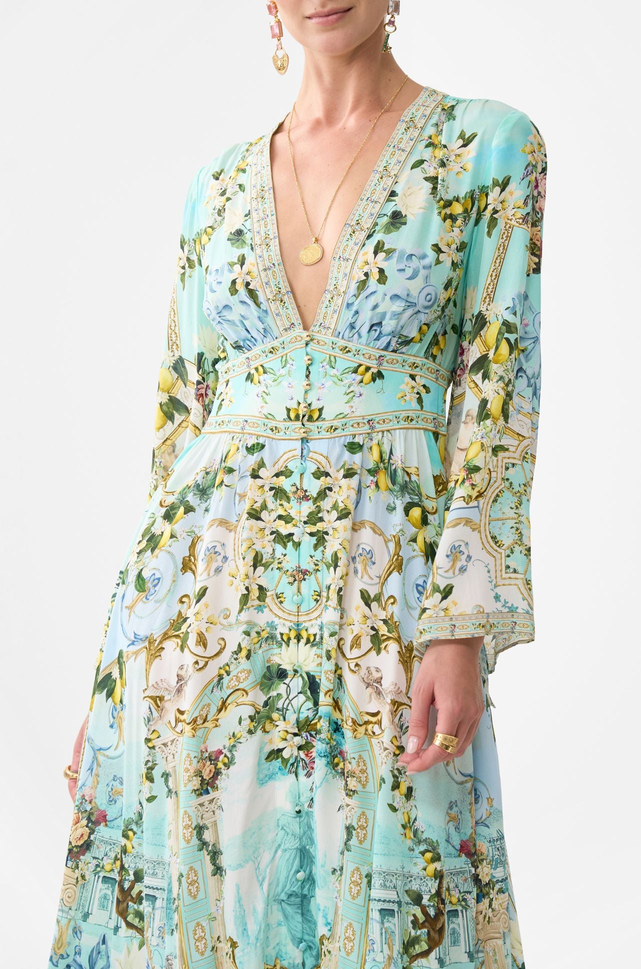 Camilla - Venus On A Vespa Kimono Sleeve Dress with Shirring Detail