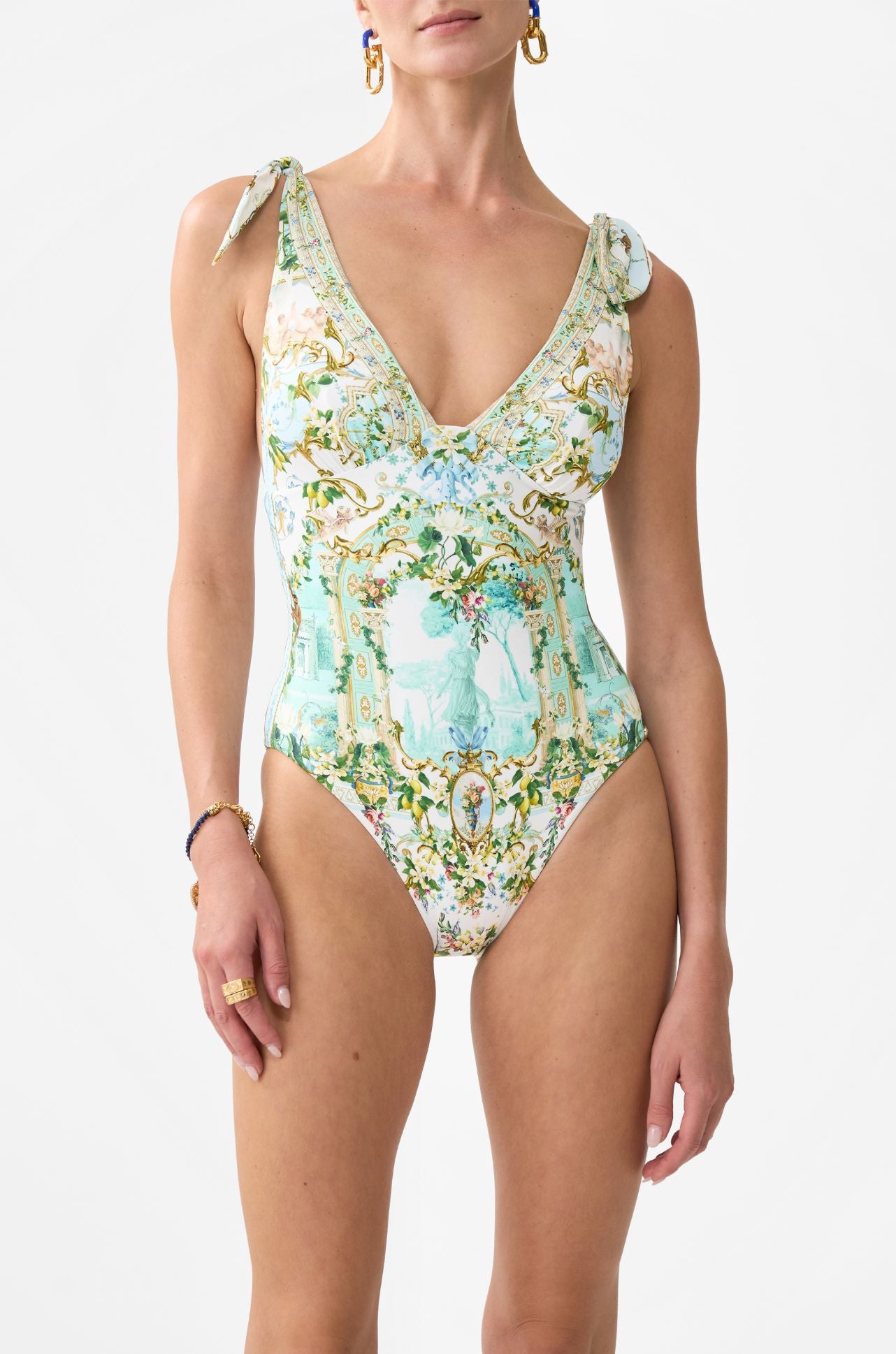 Camilla - Venus On A Vespa Ruched Tri Tie Shoulder One Piece