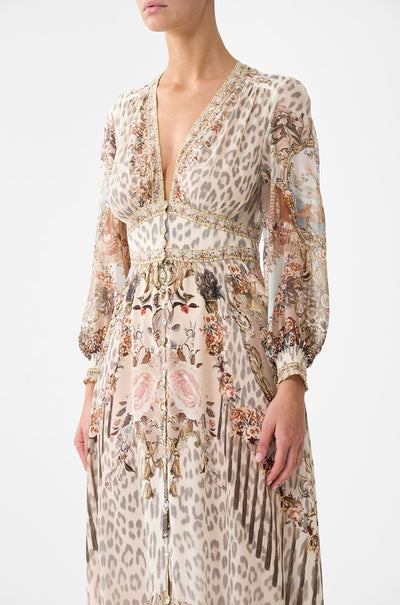 Camilla - Aranjuez Animalia Button Dress w Shaped Waistband