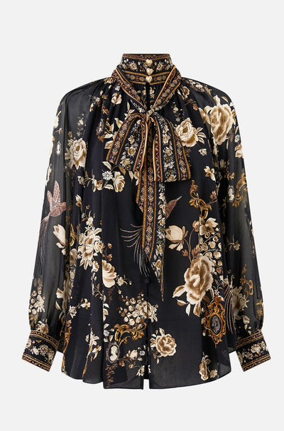 Camilla - Flamenco Folklore Detachable Pussy Bow Raglan Blouse