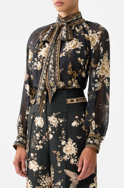Camilla - Flamenco Folklore Detachable Pussy Bow Raglan Blouse