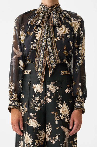 Camilla - Flamenco Folklore Detachable Pussy Bow Raglan Blouse