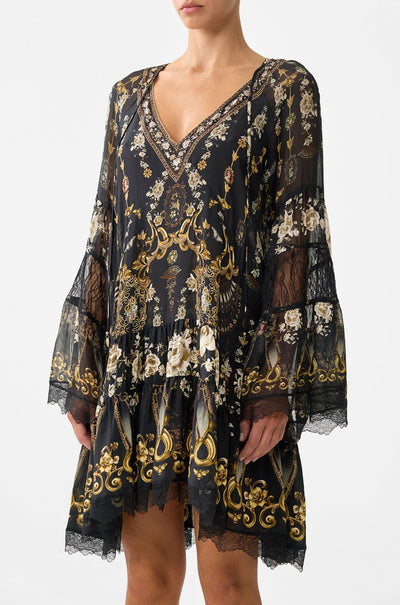 Camilla - Flamenco Folklore A-Line Gathered Panel Dress