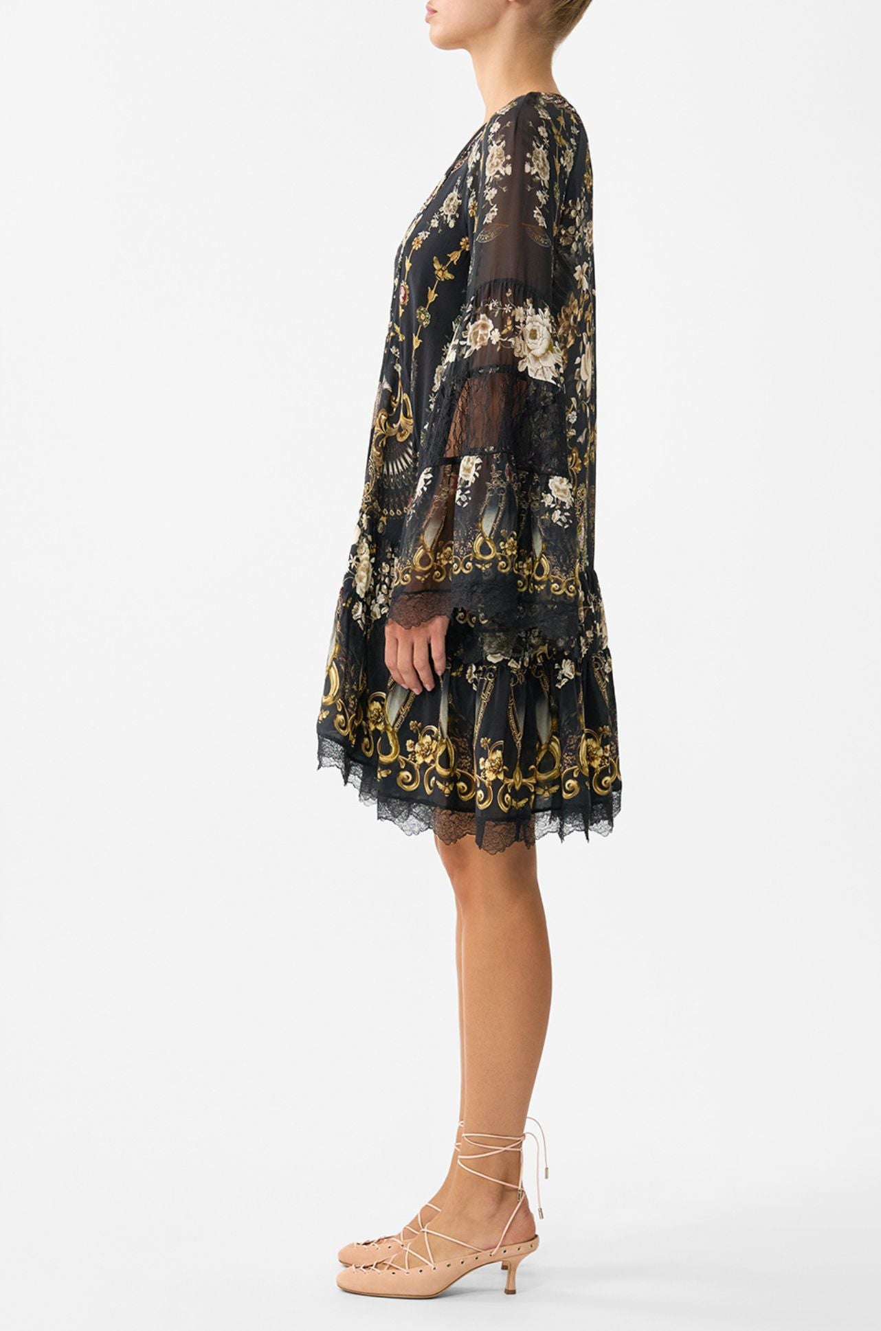Camilla - Flamenco Folklore A-Line Gathered Panel Dress