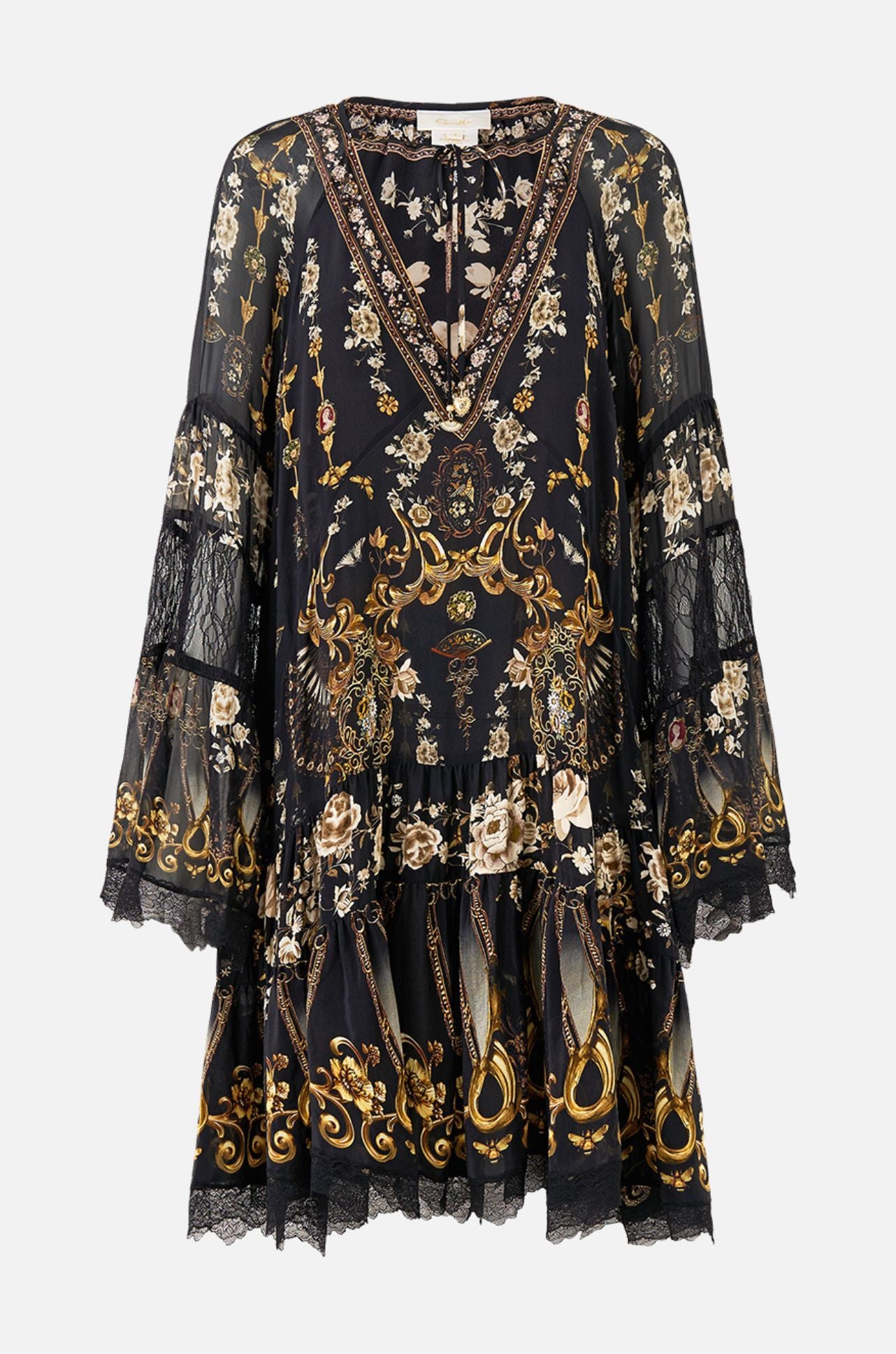 Camilla - Flamenco Folklore A-Line Gathered Panel Dress