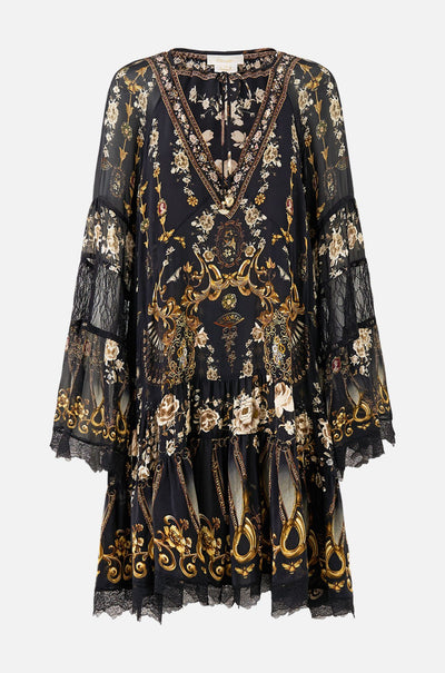 Camilla - Flamenco Folklore A-Line Gathered Panel Dress