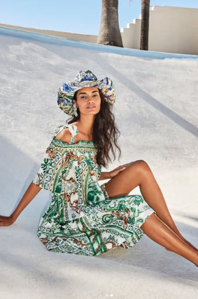 Camilla - Corridor Of Calm Off Shoulder Frill Dress with Straps