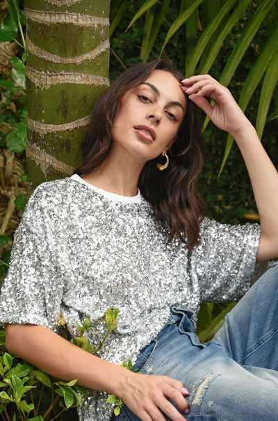 Cooper - The Twinkle Squad Shine Queens Top in Silver