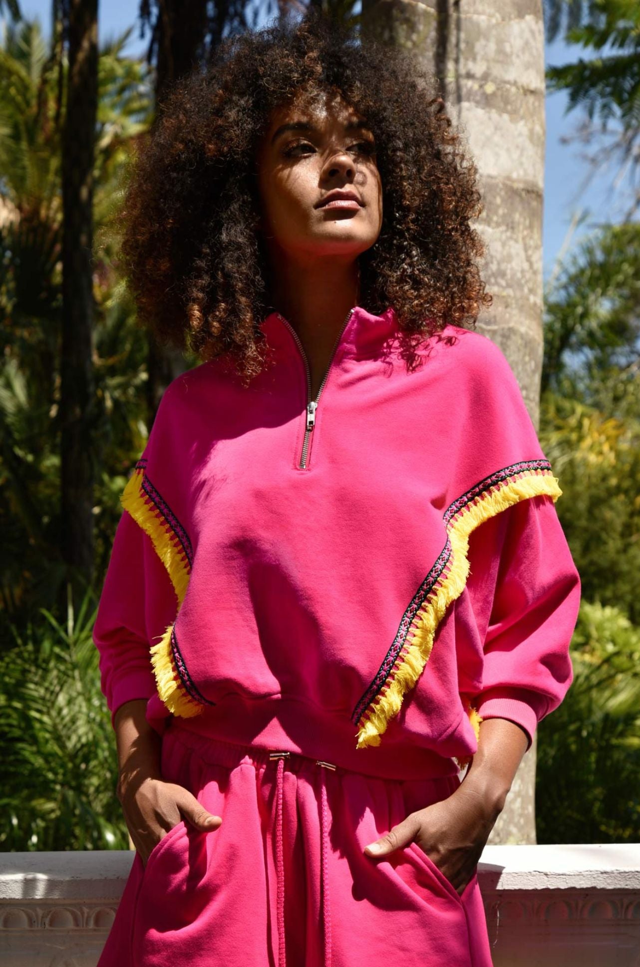 Coop - No Sweat Zip N Slide Sweatshirt in Hot Pink