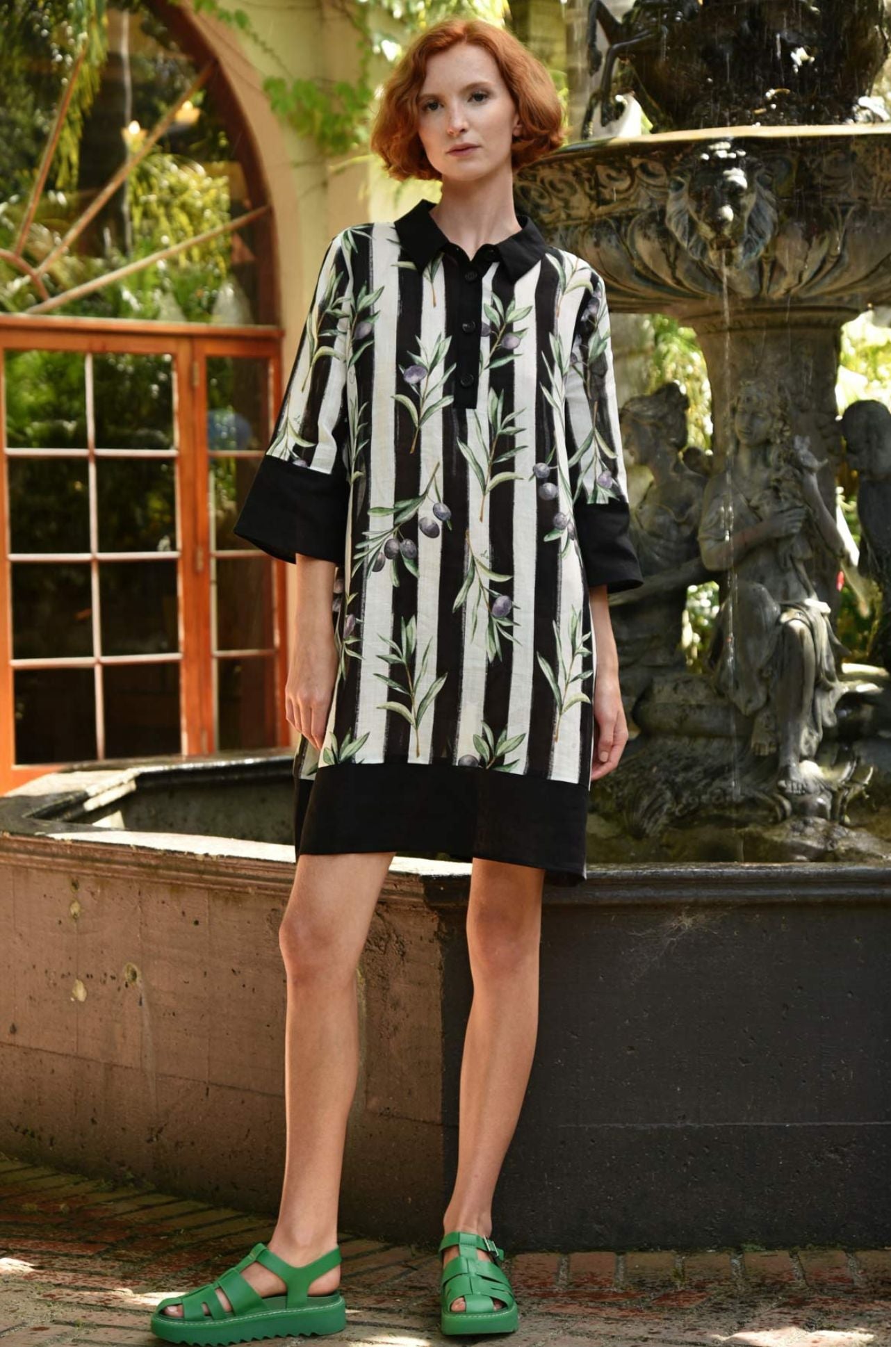 Coop - Olive Branch Stripe When Its Hot Dress