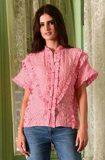 Coop - Candy Stripe Frill Got It Blouse