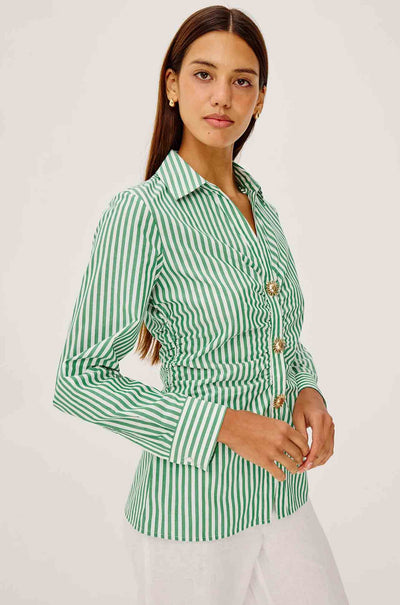 Rails - Carayln LS Button Down in Emerald Stripe