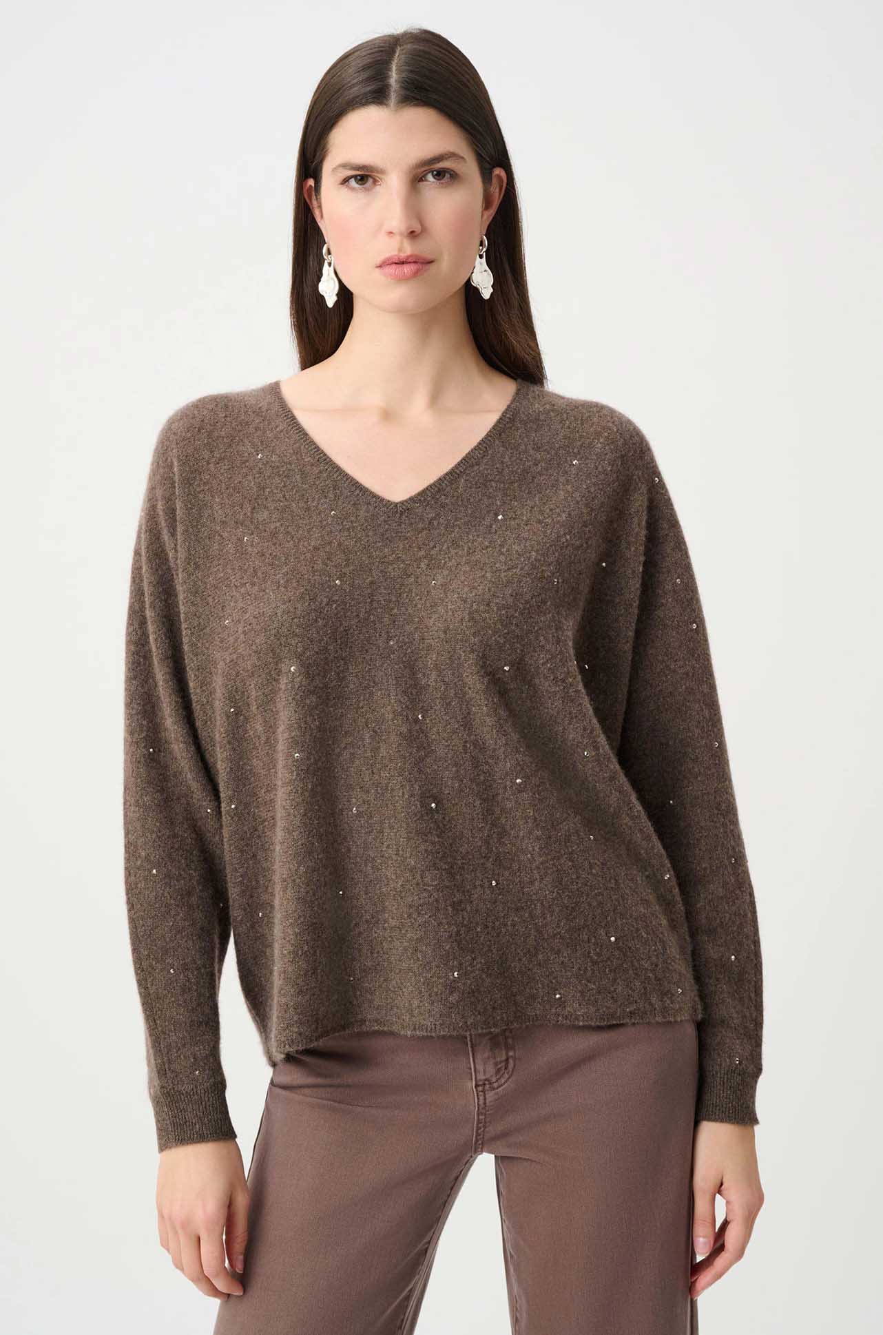 Joseph Ribkoff - Cashmere Boxy Sweater w/ Rhinestone Detail