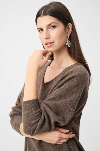 Joseph Ribkoff - Cashmere Boxy Sweater w/ Rhinestone Detail