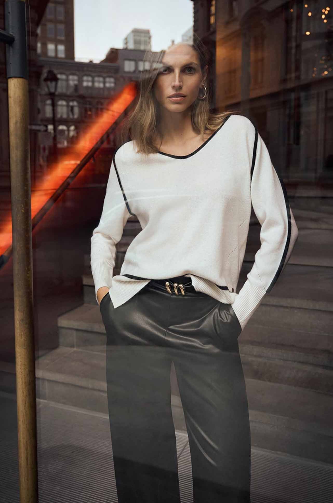 Joseph Ribkoff - Cashmere & Wool Contrast Trim Sweater