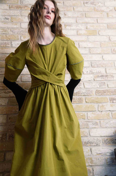 Trelise Cooper - Cotton Apple Caught In A Twist Dress in Chartreuse