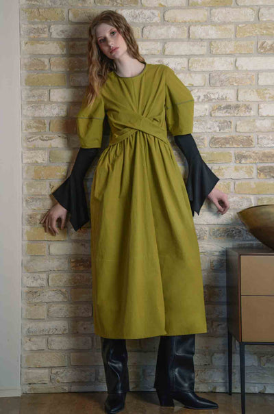 Trelise Cooper - Cotton Apple Caught In A Twist Dress in Chartreuse