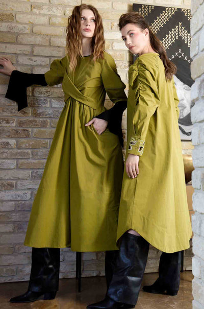 Trelise Cooper - Cotton Apple Caught In A Twist Dress in Chartreuse