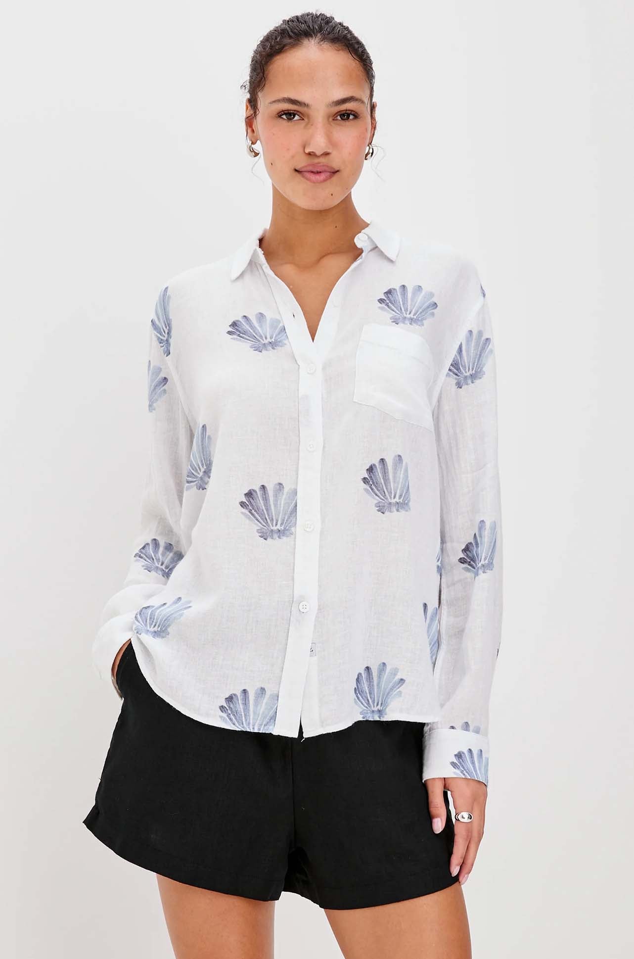 Rails - Charli Shirt in Blue Seashells - Zambezee