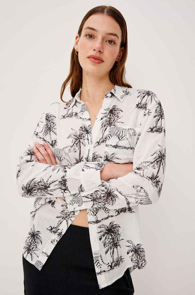 Rails - Charli LS Button Down in Ivory Bengal