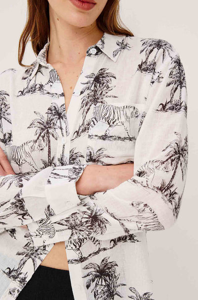 Rails - Charli LS Button Down in Ivory Bengal