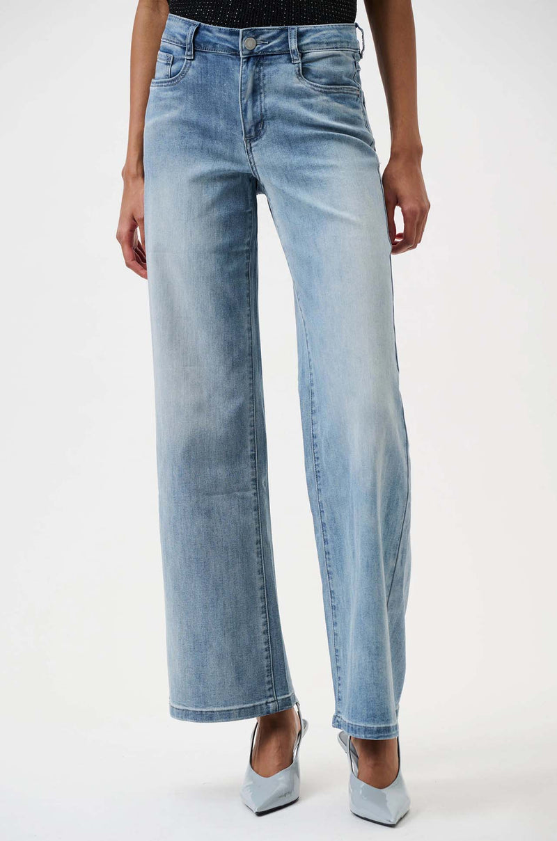 Joseph Ribkoff - Goldie Classic Wide-Leg Stretch Jeans in Light Blue Denim