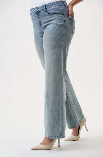 Joseph Ribkoff - Goldie Classic Wide-Leg Stretch Jeans in Light Blue Denim