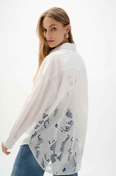 Joseph Ribkoff - Cotton Lace Boxy Blouse w/ Embroidery