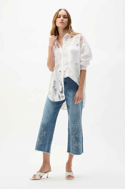 Joseph Ribkoff - Cotton Lace Boxy Blouse w/ Embroidery