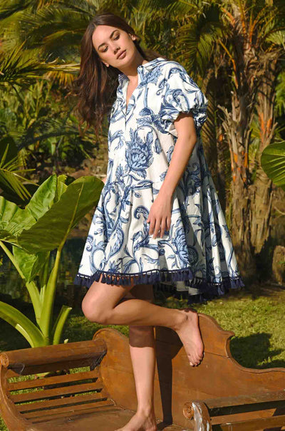 Cooper - You Are Just De-Vine Couldnt Dress Less Dress in White Floral