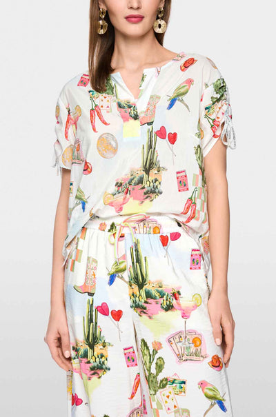 Marc Cain - Desert Fiesta Blouse Shirt w/ Gathered Details