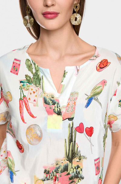 Marc Cain - Desert Fiesta Blouse Shirt w/ Gathered Details