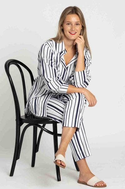 Mela Purdie - Crop Shell Pant in Rio Stripe Popilene