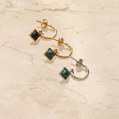 Nicole Fendel - Diamond Earring Black Onyx Huggie in Gold