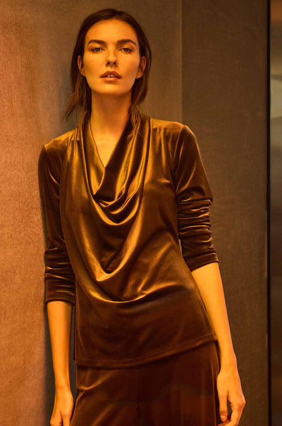 Mela Purdie - Drape Top in Stretch Panne