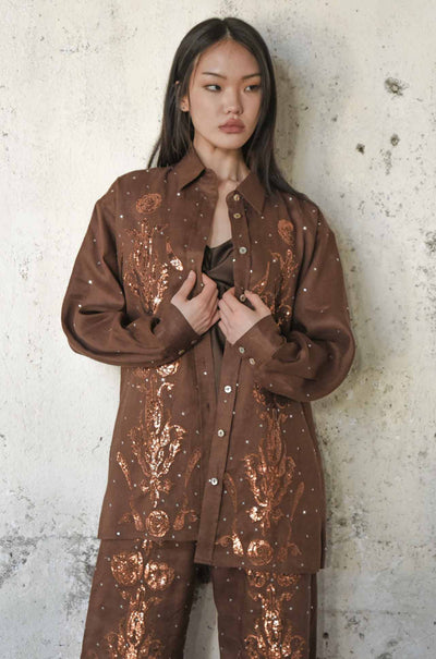 Trelise Cooper - Linen The Good Life Drift Away Shirt in Chocolate