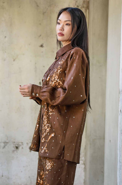 Trelise Cooper - Linen The Good Life Drift Away Shirt in Chocolate