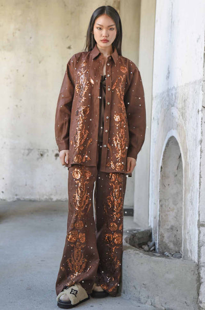 Trelise Cooper - Linen The Good Life Walk & Talk Trouser in Chocolate