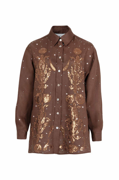 Trelise Cooper - Linen The Good Life Drift Away Shirt in Chocolate