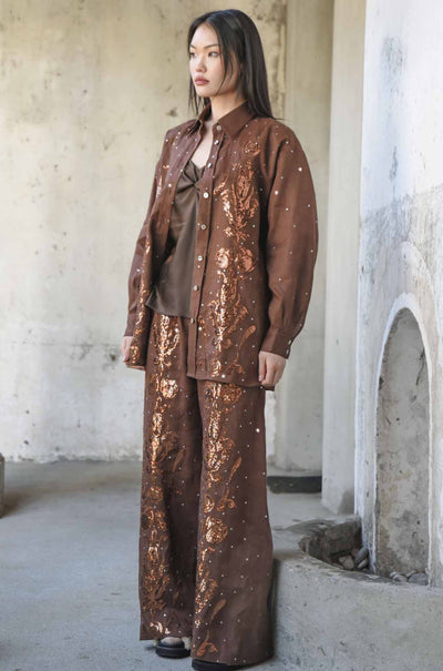 Trelise Cooper - Linen The Good Life Walk & Talk Trouser in Chocolate