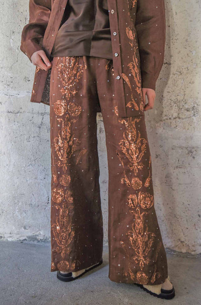 Trelise Cooper - Linen The Good Life Walk & Talk Trouser in Chocolate