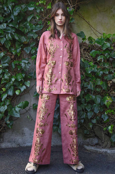 Trelise Cooper - Linen The Good Life Walk and Talk Trouser in Rose