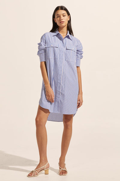 zoe kratzmann - driver dress in cobalt stripe