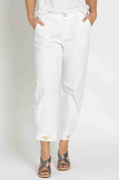 Elisa Cavaletti - Embroidered Jean w/ Side Pleat Cuff
