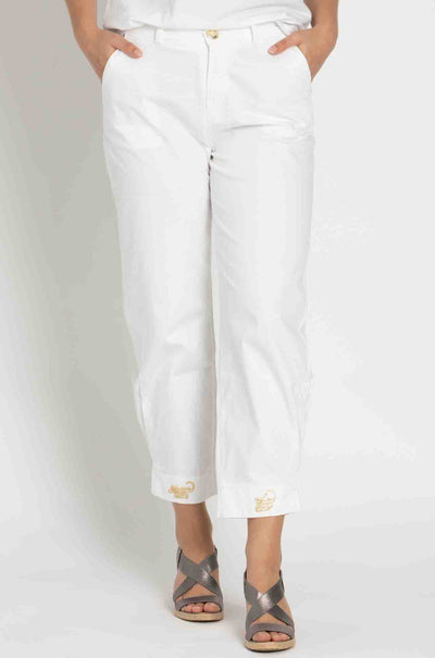 Elisa Cavaletti - Embroidered Jean w/ Side Pleat Cuff
